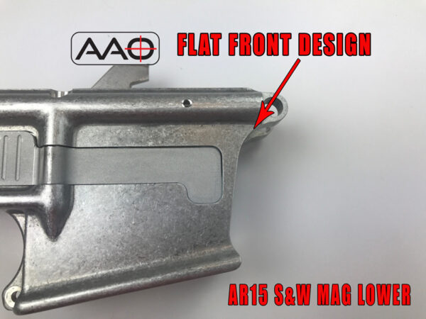 Flat Front Close up - AAO - 80% - S&W 9mm Magazine with Last Round Bold Hold Open LRBHO - AR15 Lower Receiver Flat Front - Raw (A15-SL-80) - Works with Smith & Wesson 9mm Magazines.