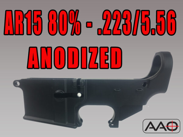 AAO - 80% - .223/5.56 Standard Magazine Mil-Spec AR15 Lower Receiver Flat Front - Anodized Type III Hardcoat (A15-80-A)