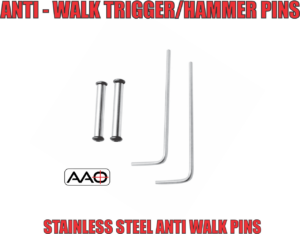 Trigger/Hammer stainless steel anti walk pins. Includes allen wrenches for installation.