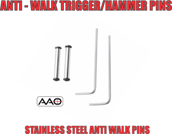 Trigger/Hammer stainless steel anti walk pins. Includes allen wrenches for installation.