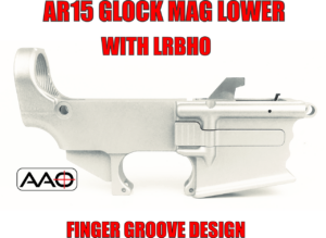 AAO - 80% - Glock 9mm Magazine with Last Round Bolt Hold Open LRBHO - AR15 Lower Receiver Finger Groove Front - Raw (A15-GLFG-80)